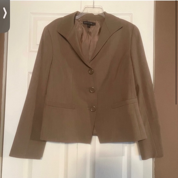 Lafayette 148 Tan Beige Wool Blazer 14 Large Button Down - Picture 2 of 11